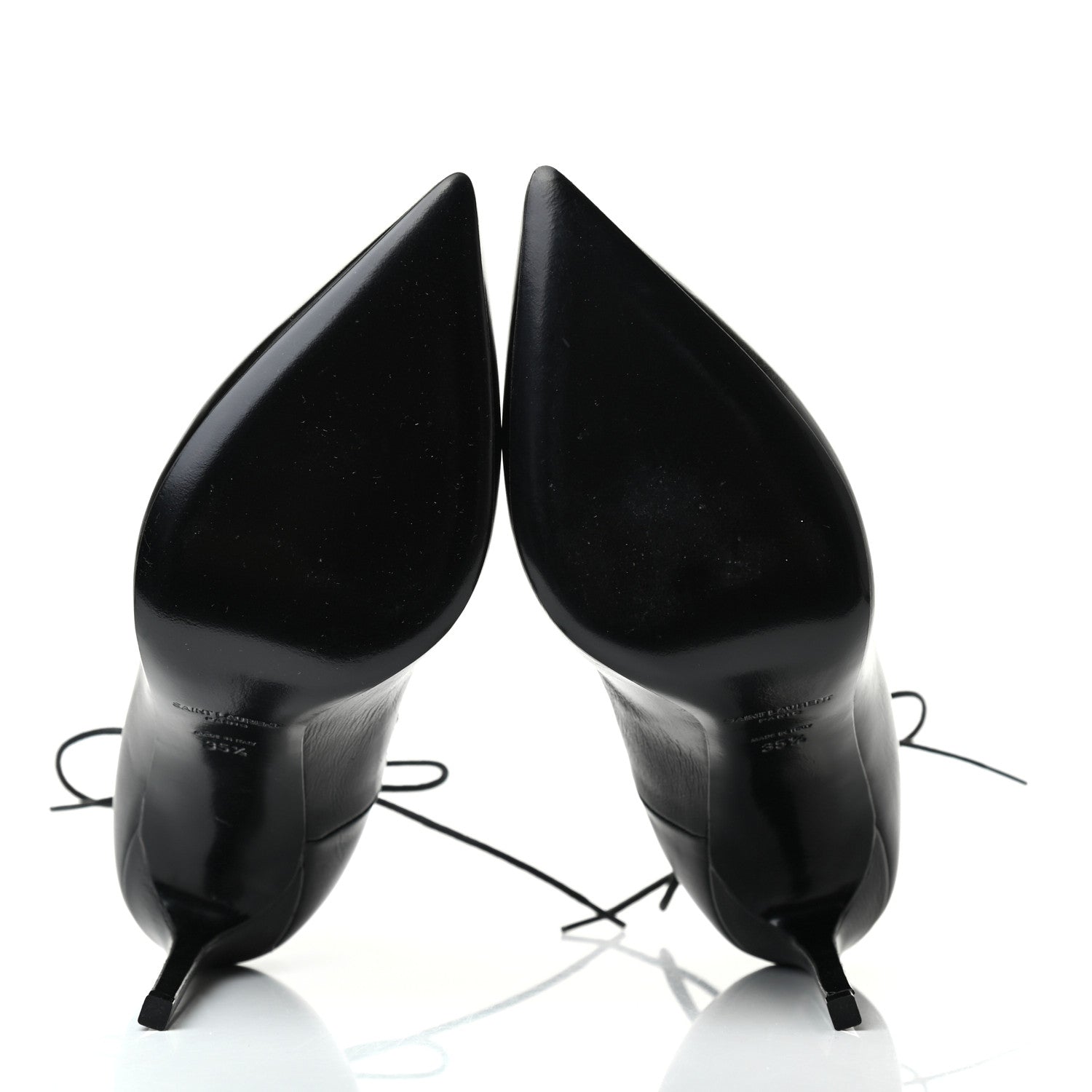 Saint Laurent Shiny Calfskin Paris 105 Lace Up Pumps 35.5 Black 5 of 7