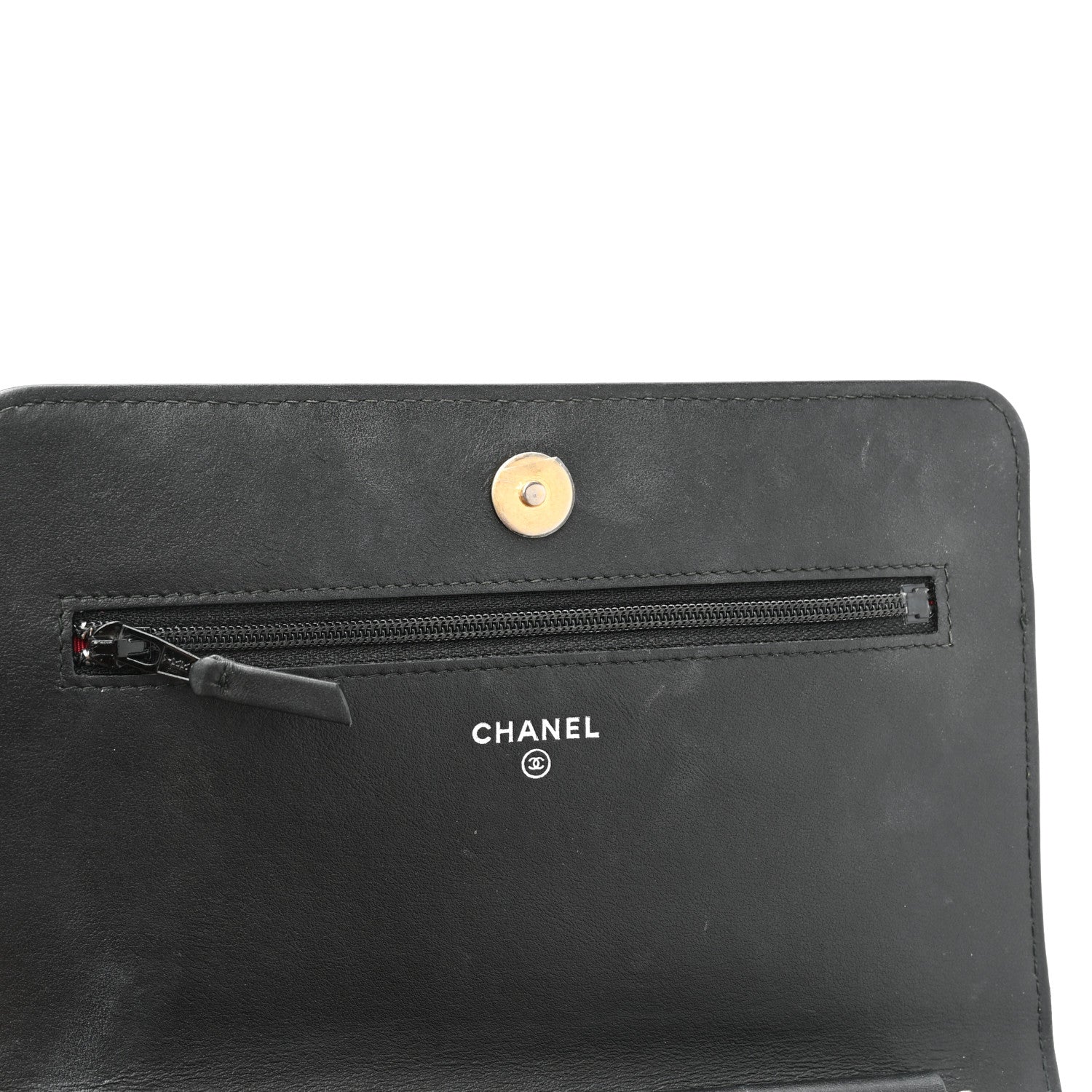 Chanel Aged Calfskin Quilted Gabrielle Wallet On Chain WOC Beige Black 12 of 18