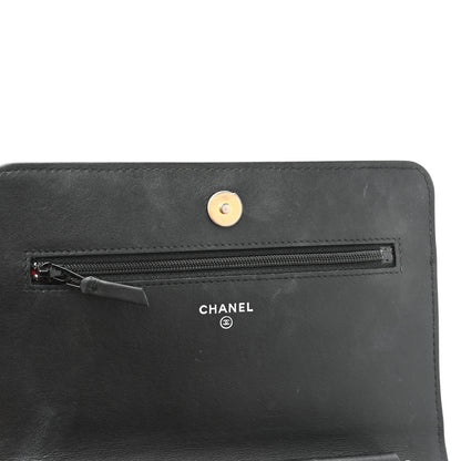 Chanel Aged Calfskin Quilted Gabrielle Wallet On Chain WOC Beige Black 12 of 18
