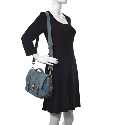 Prada Vitello Daino Push Lock Messenger Bag Marine 2 of 18