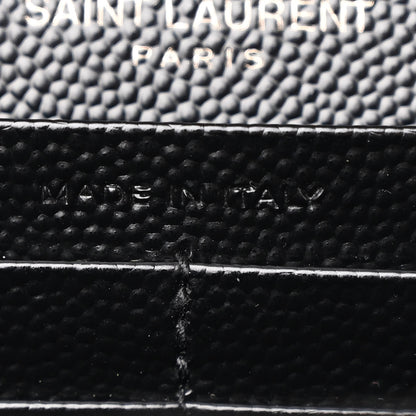 Saint Laurent Grain De Poudre Matelasse Chevron Monogram Monochrome Chain Wallet Black 8 of 12