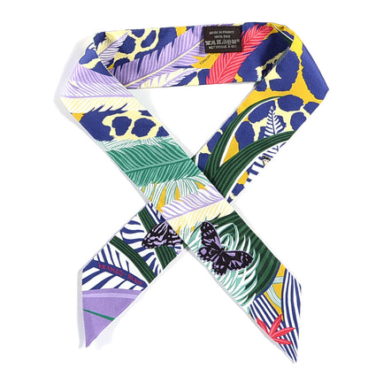 Hermes Silk Jaguar Quetzal Twilly Jaune Vert Mauve 1 of 3