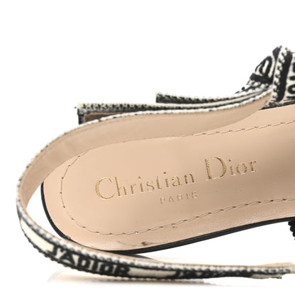 Christian Dior Calfskin Ribbon Embroidered J'Adior Slingback Ballet Flats 37 Black 8 of 9