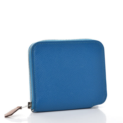Hermes Epsom Silk'in Compact Wallet Bleu Zanzibar Fauve 3 of 7