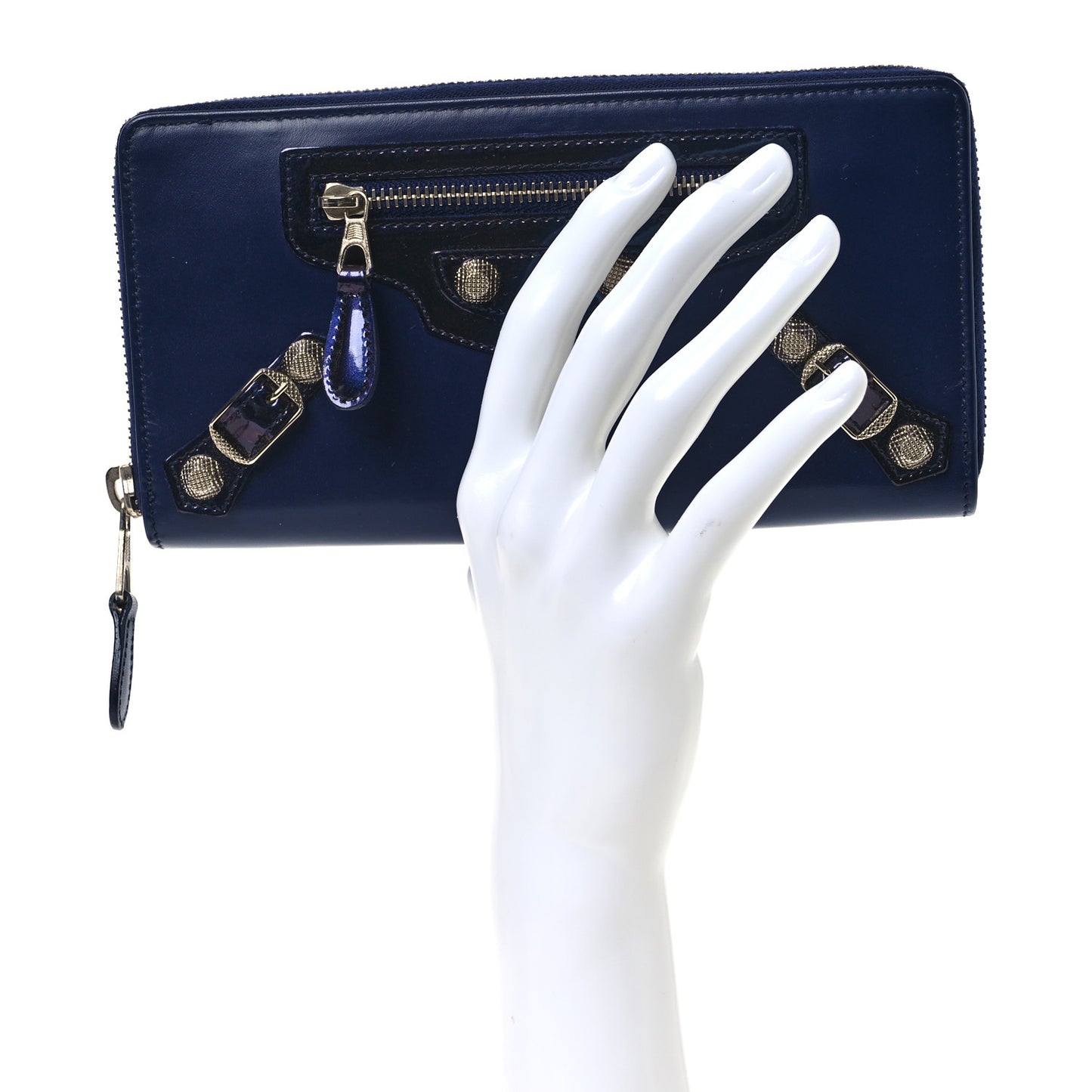 Smooth Calfskin Metallic Patent Giant 12 Silver Hardware Continental Zip Around Wallet Ultraviolet