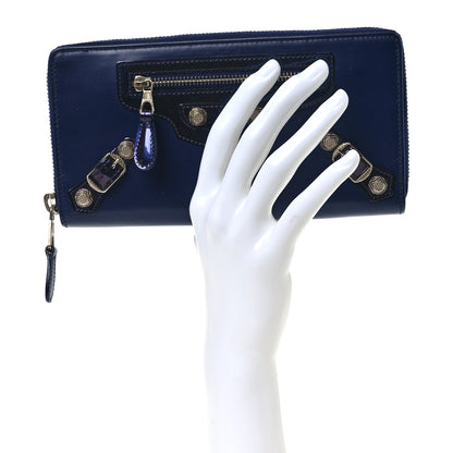 Balenciaga Smooth Calfskin Metallic Patent Giant 12 Silver Hardware Continental Zip Around Wallet Ultraviolet 2 of 8