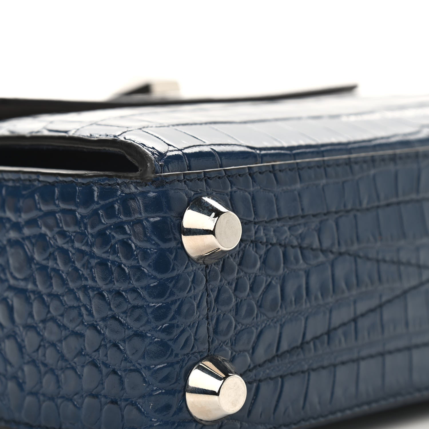 Alexander McQueen Calfskin Crocodile Embossed Box Shoulder Bag 21 Blue 11 of 12