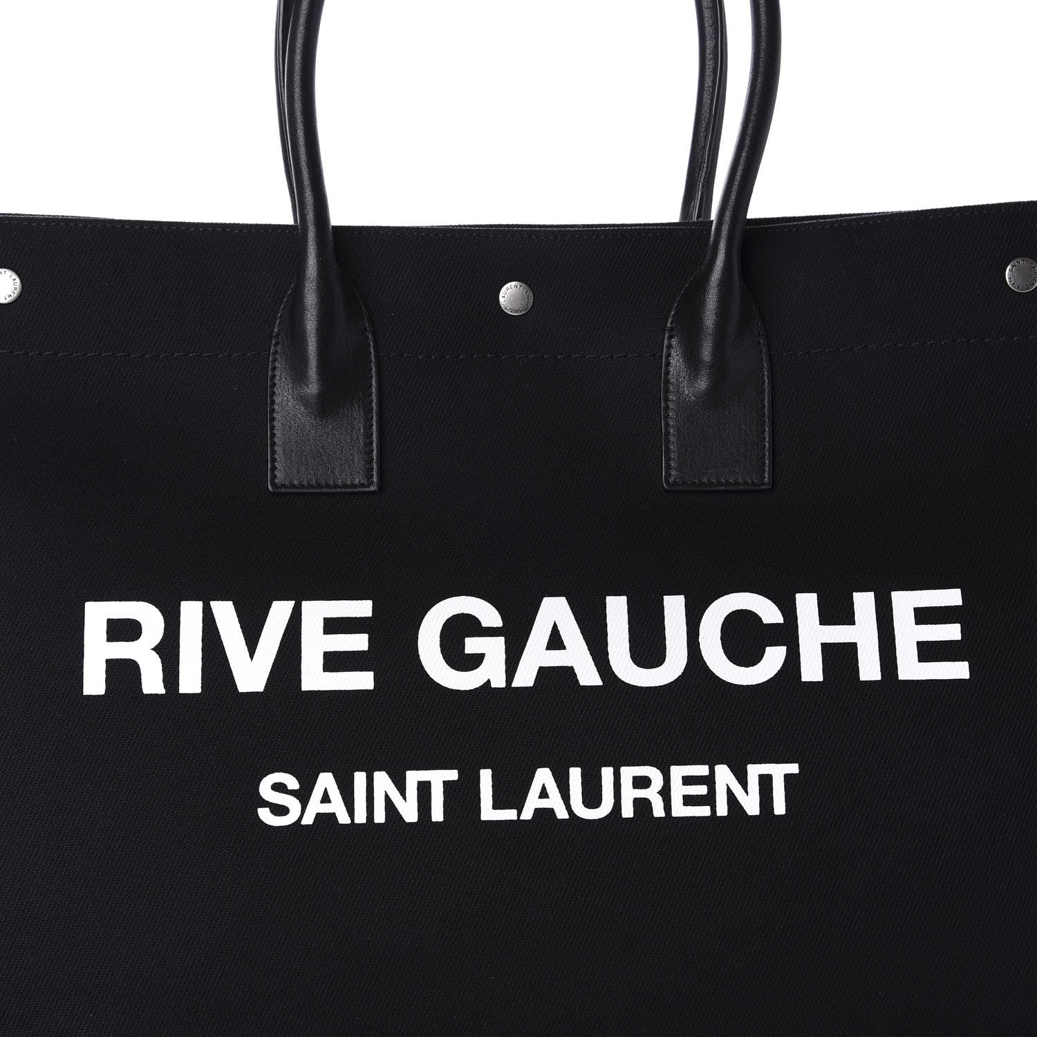 Saint Laurent Linen Calfskin Rive Gauche Tote Black 10 of 10