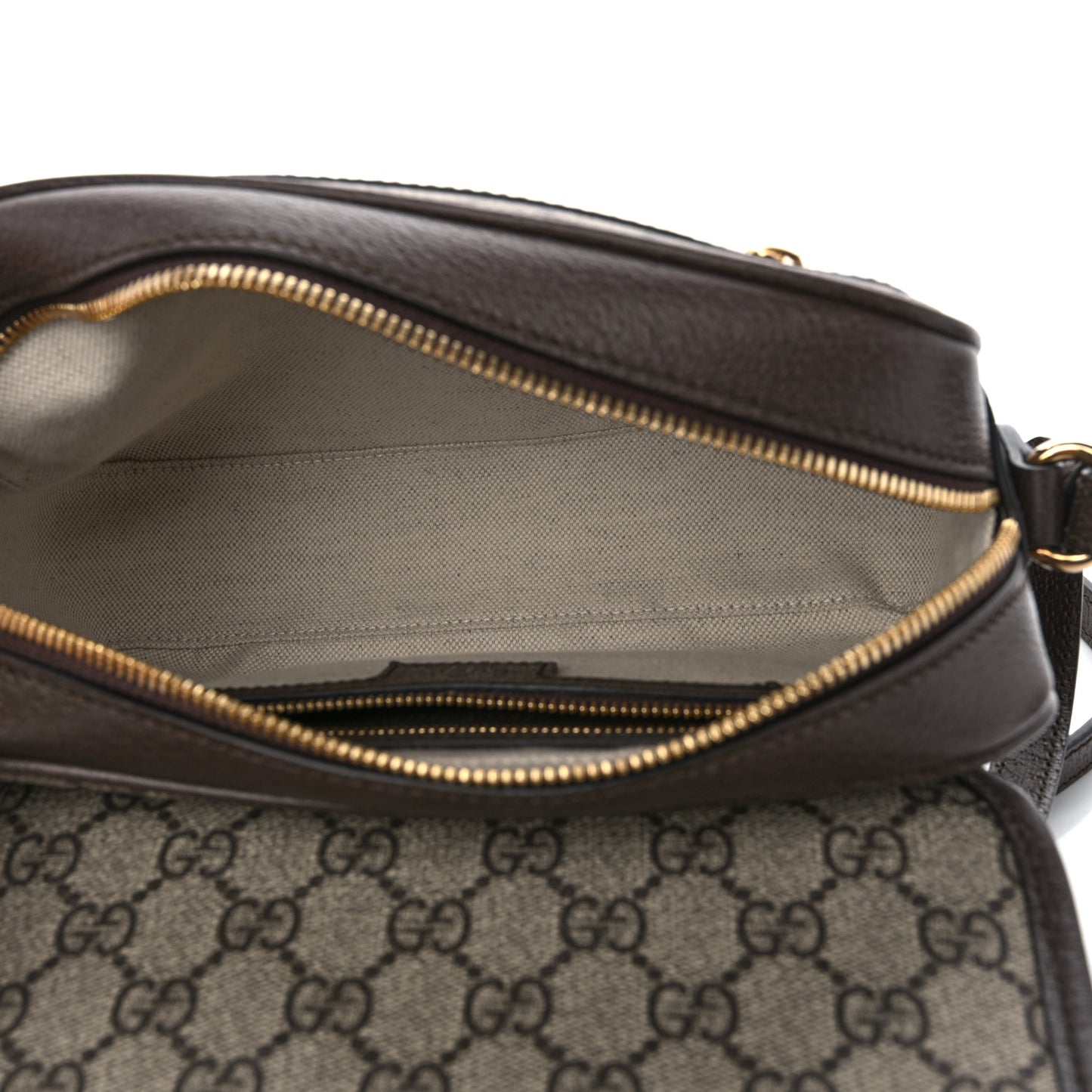 GG Supreme Monogram Textured Dollar Calfskin Web Studded Mini Ophidia Flap Shoulder Bag Beige Ebony New Acero