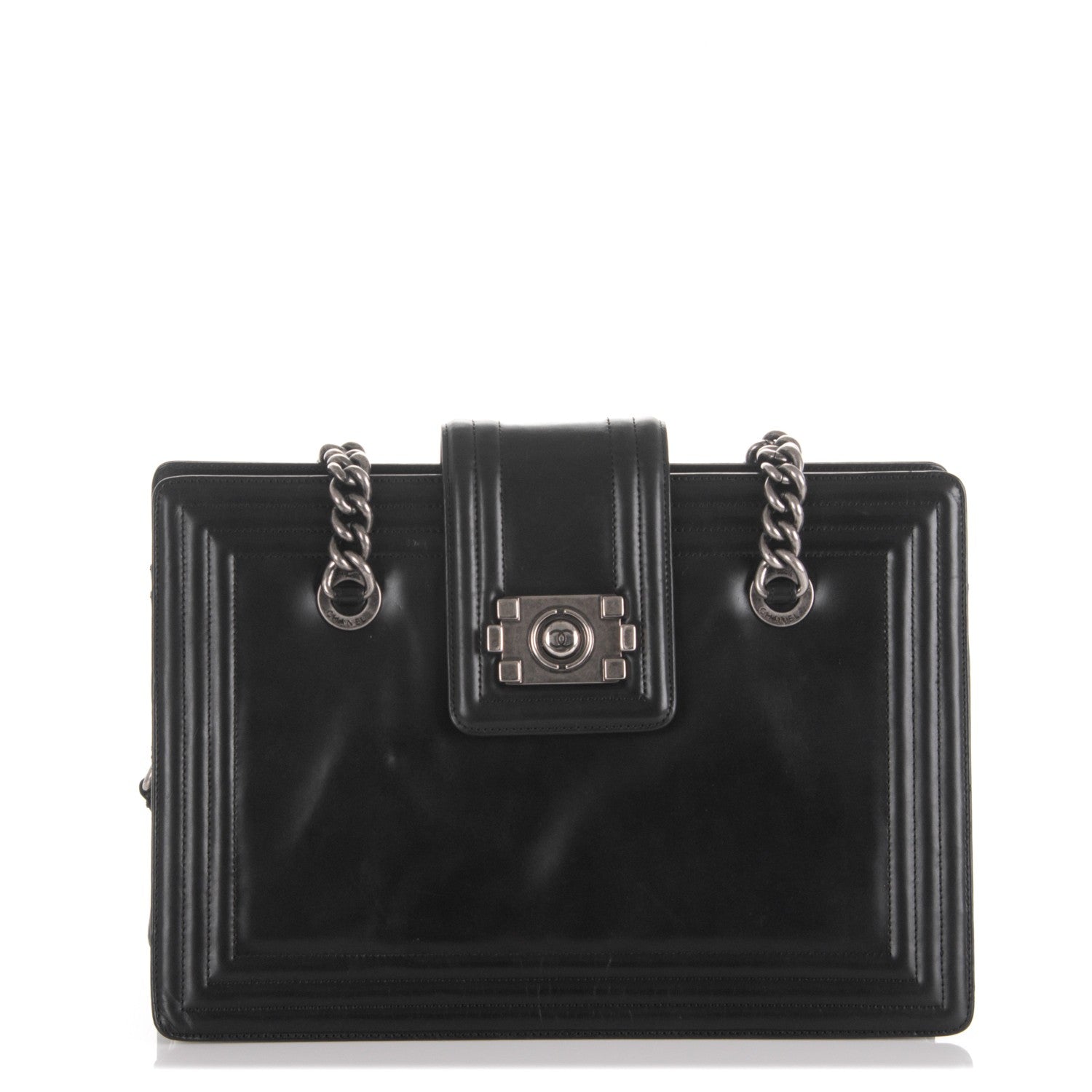 Chanel Glazed Calfskin Boy Tote Black 1 of 8