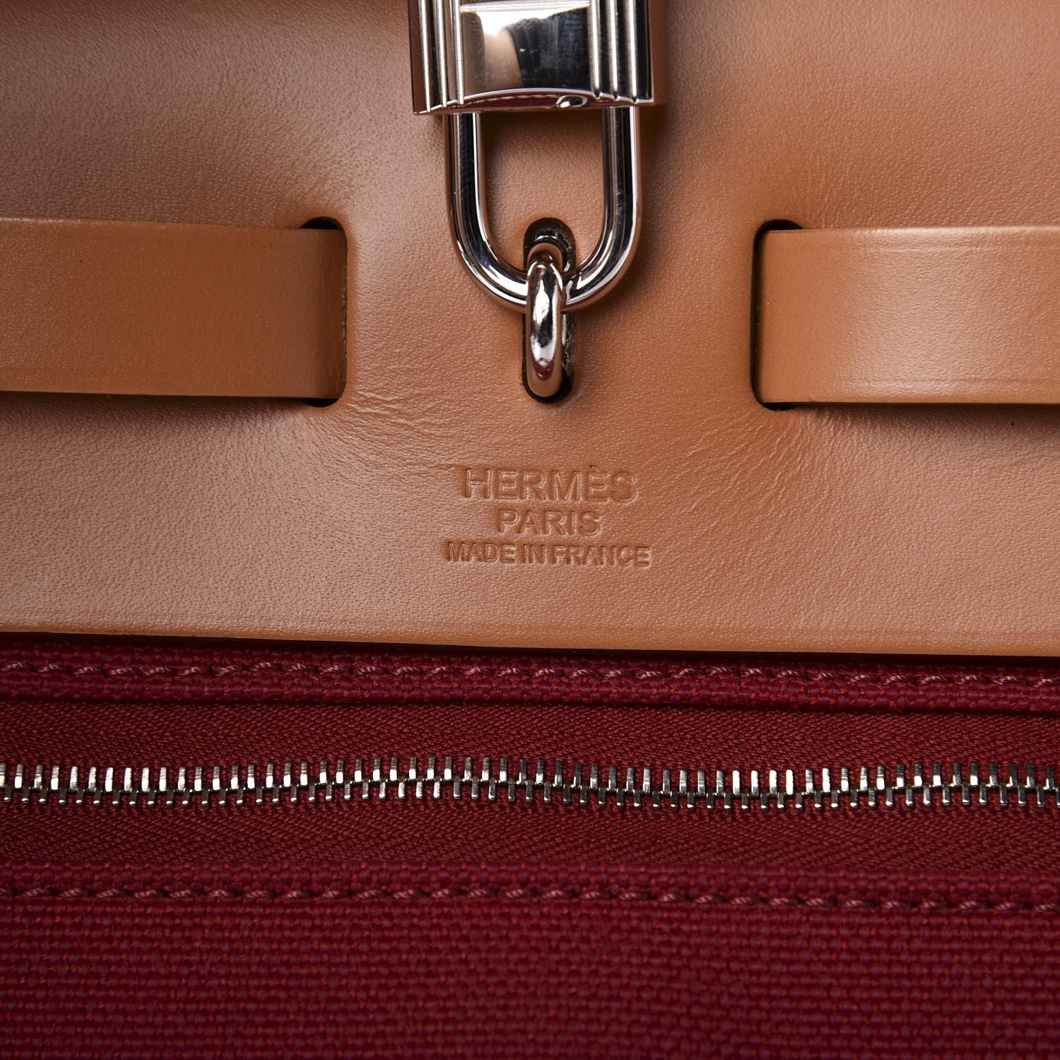 Hermes Vache Hunter Toile Herbag Zip 31 PM Rouge Grenat Natural 11 of 11