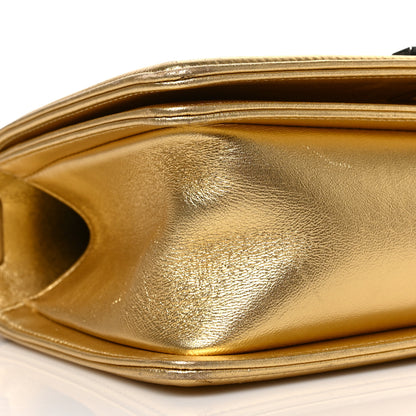 Chanel Metallic Lambskin Embossed Medium Cube Boy Flap Gold 16 of 19