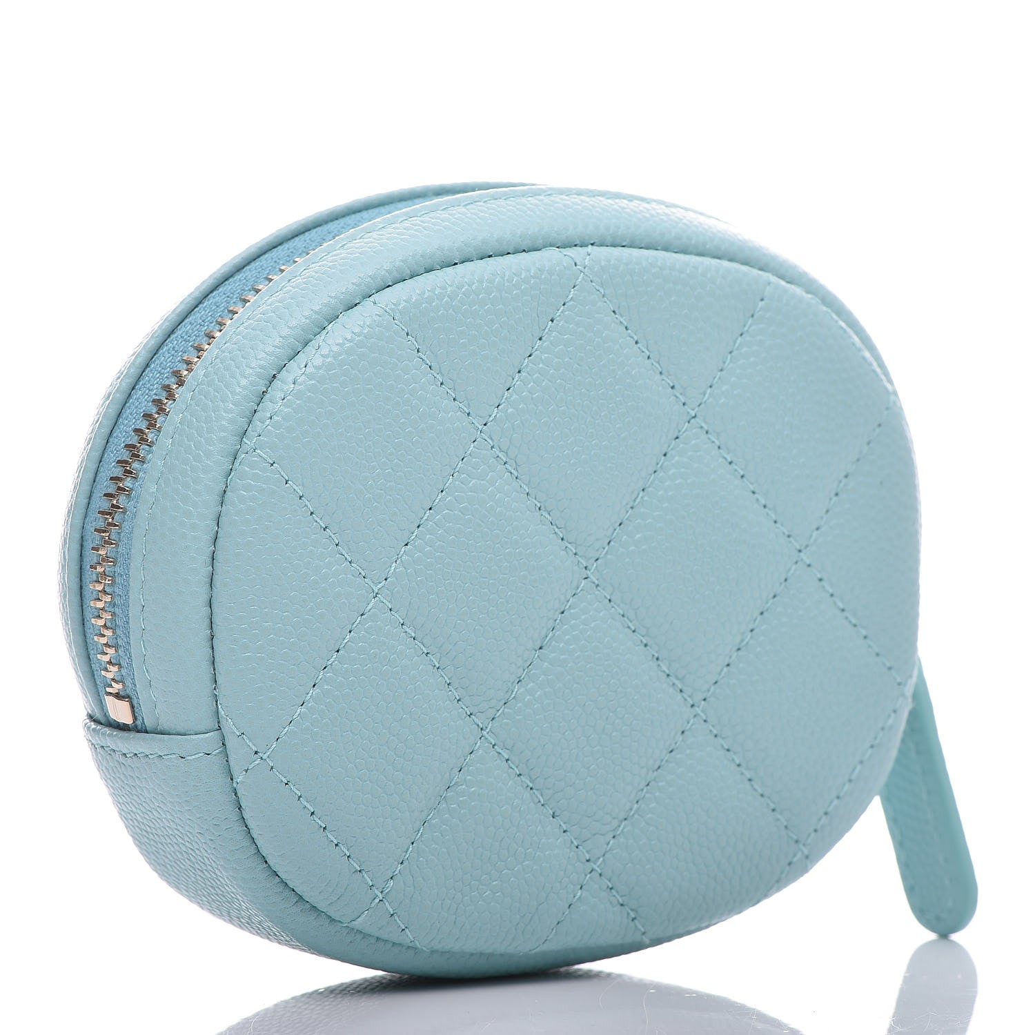 Chanel Caviar Quilted Zip Around Classic Coin Purse Light Blue 3 of 9