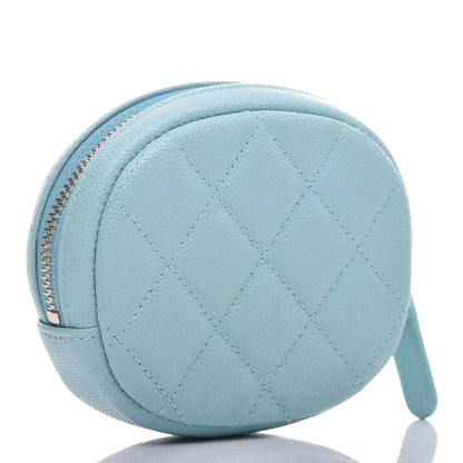 Chanel Caviar Quilted Zip Around Classic Coin Purse Light Blue 3 of 9