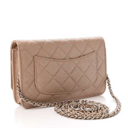 Chanel Pearly Caviar Quilted Wallet On Chain WOC Dark Beige 3 of 11
