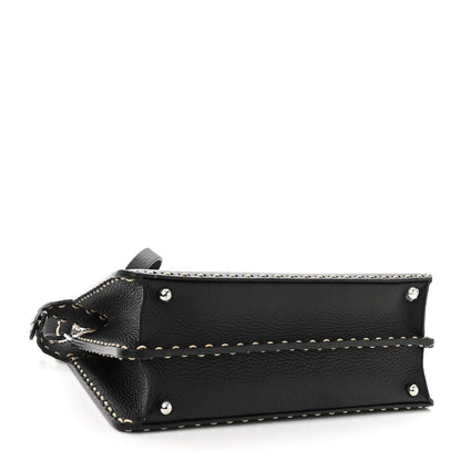 Fendi Vitello Granato Camoscio Elaphe Python Print Macro Stitchings Small Peekaboo I SEE U Satchel Black Roccia 4 of 10