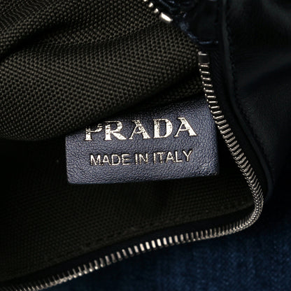 Prada Denim Calfskin Logo Shopping Tote Blue 9 of 13