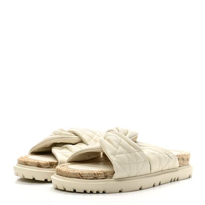 Christian Dior Calfskin Cannage Dtwist Espadrille Platform Sandals 39 White 3 of 9