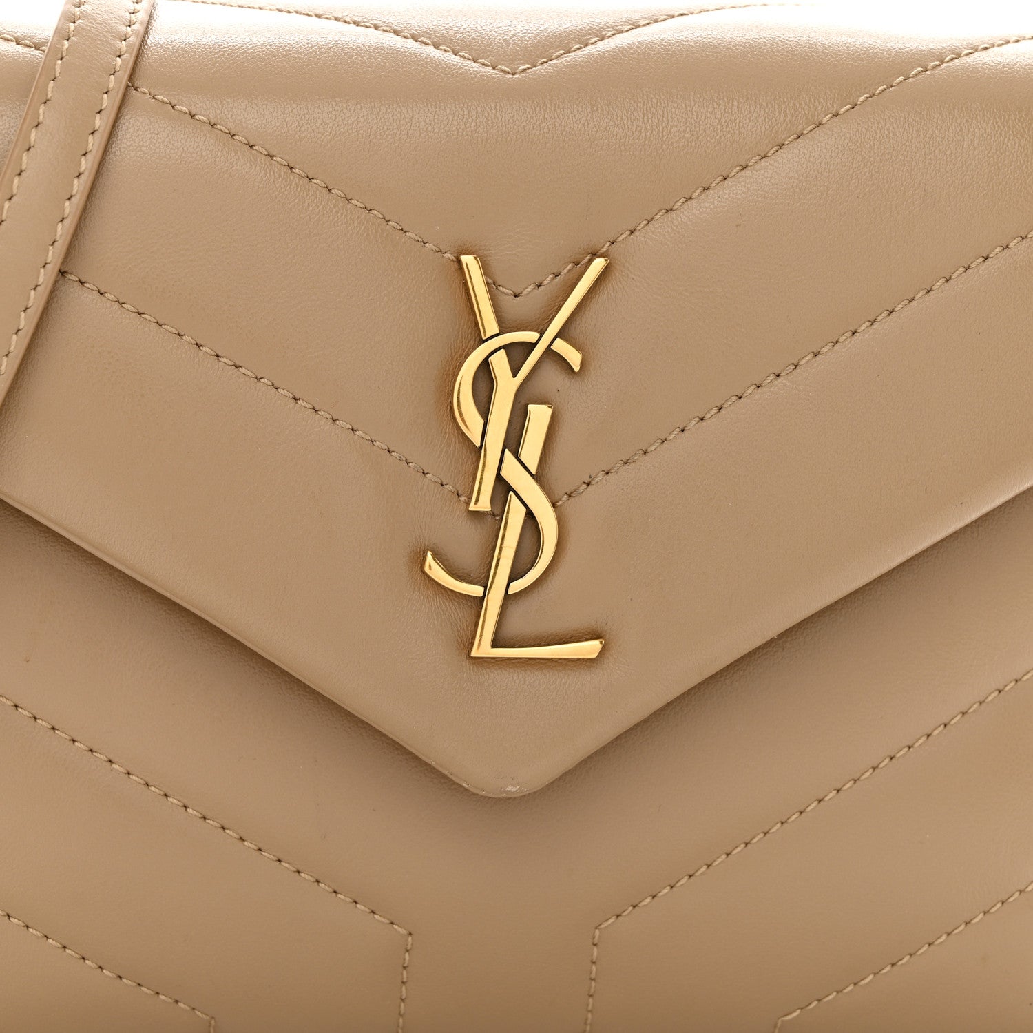 Saint Laurent Calfskin Y Quilted Monogram Toy Loulou Crossbody Bag Latte 8 of 12