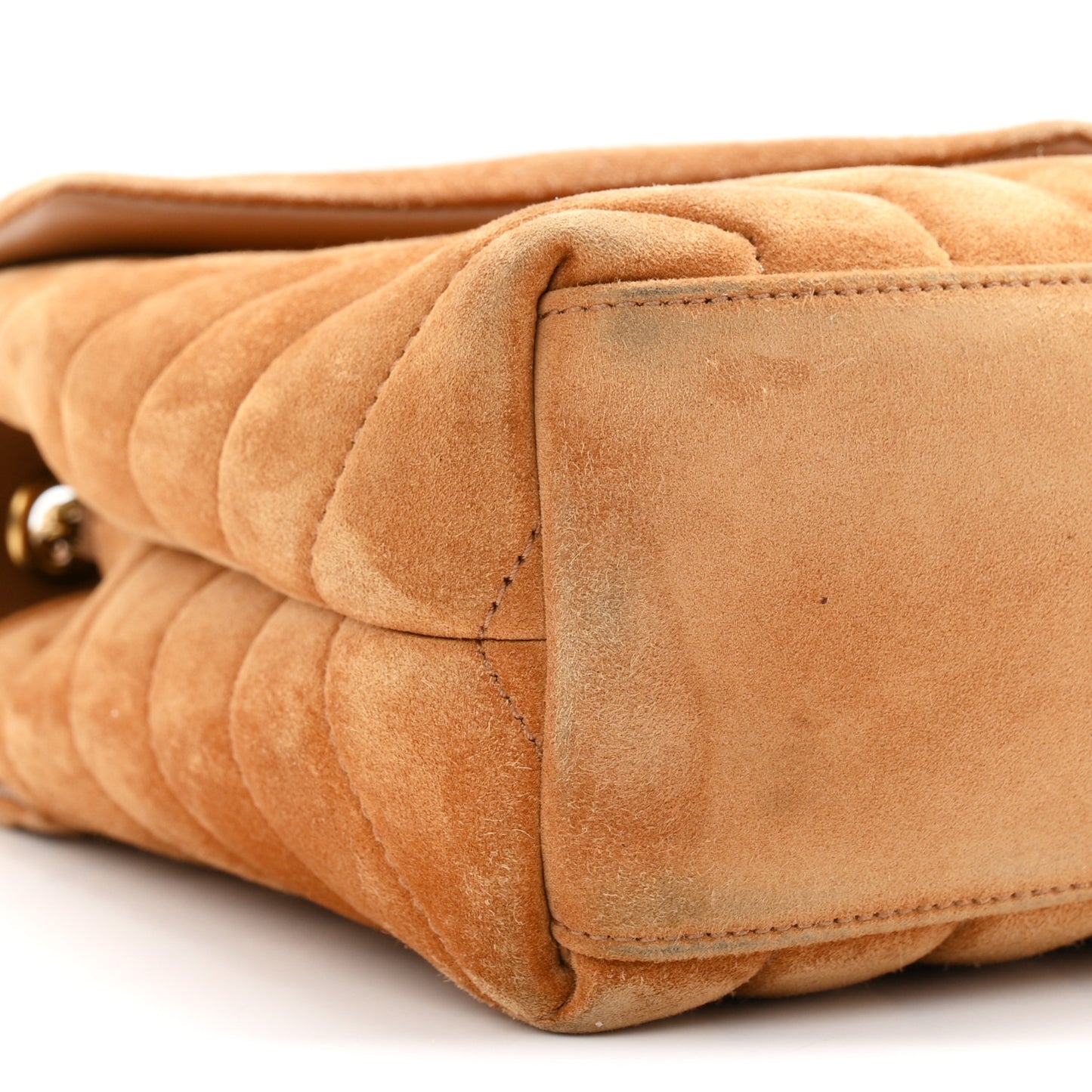 Suede Calfskin Y Quilted Monogram Small Loulou Chain Satchel Cinnamon