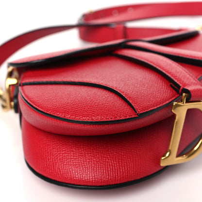 Christian Dior Grained Calfskin Mini Saddle Bag With Strap Red 8 of 9