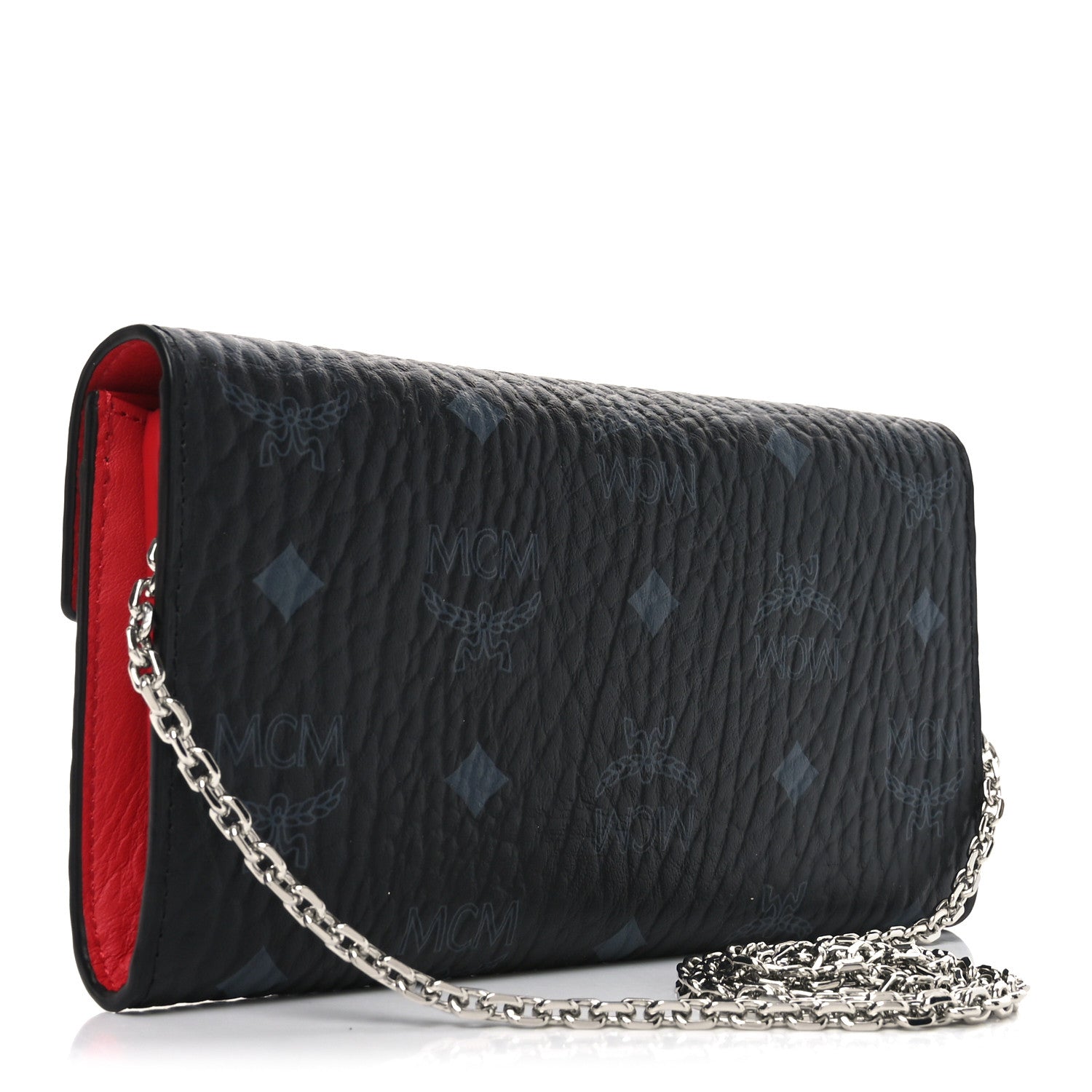 MCM Visetos Large Patricia Wallet On Chain Black Red 3 of 8