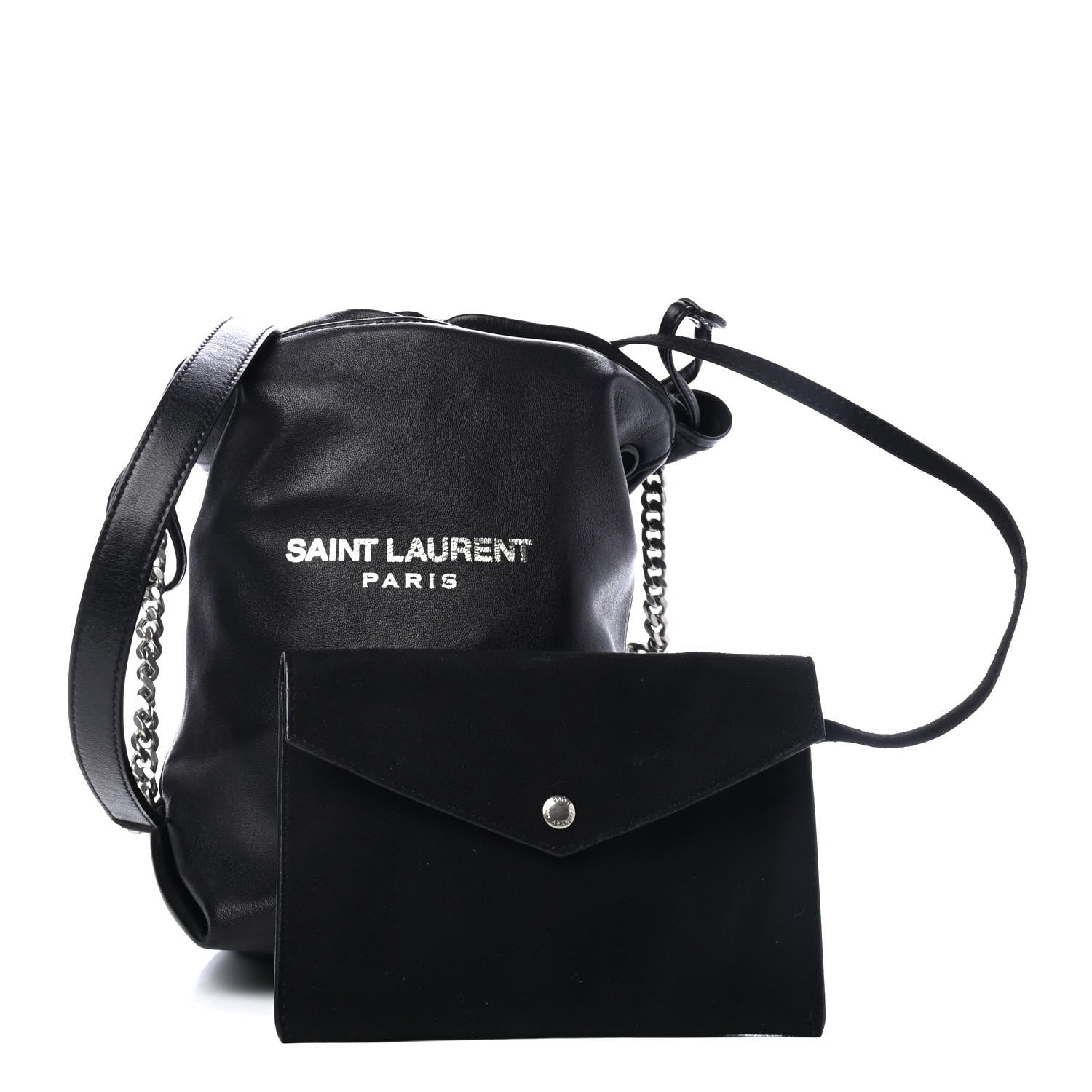 Saint Laurent Lambskin Small Teddy Bucket Bag Black 1 of 4