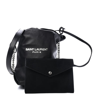 Saint Laurent Lambskin Small Teddy Bucket Bag Black 1 of 4