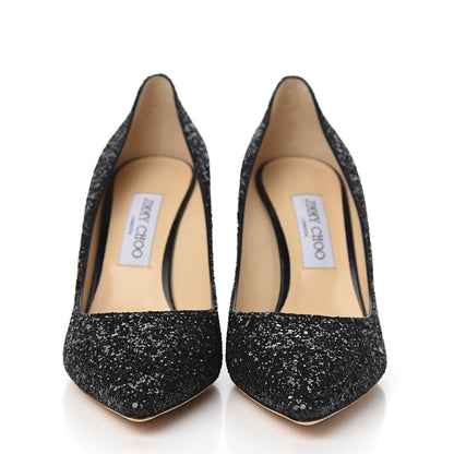 Jimmy Choo Coarse Glitter Pointy Toe Romy 85 Pumps 40 Black 2 of 9