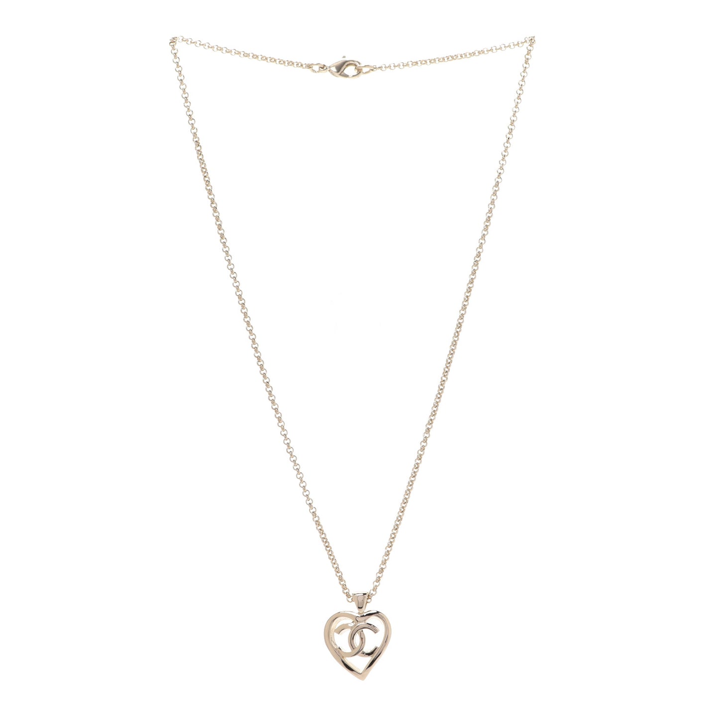 CC Heart Chain Pendant Necklace Gold