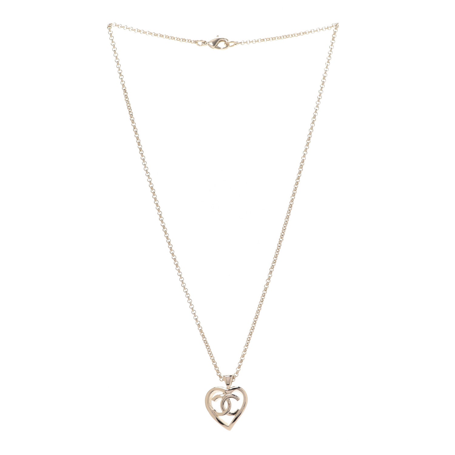 Chanel CC Heart Chain Pendant Necklace Gold 3 of 6