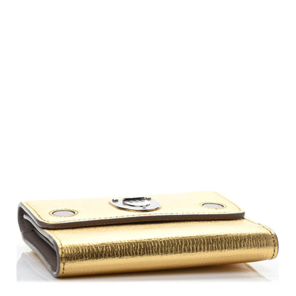 Christian Dior Metallic Goatskin Diorever Tri-Fold Wallet Gold 3 of 4