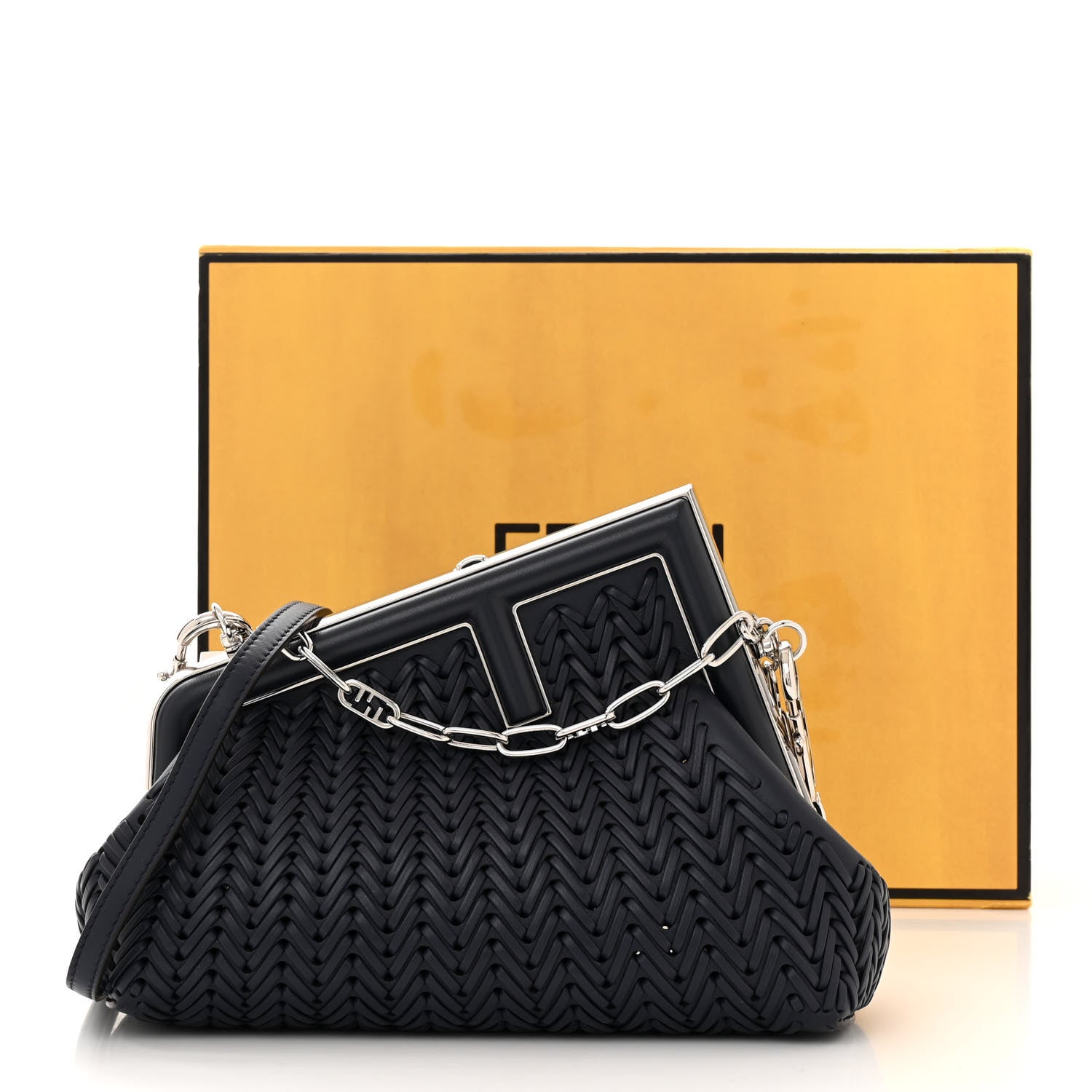 Fendi Vitello Grace Intreccio Nappa Small Fendi First Midnight 11 of 11