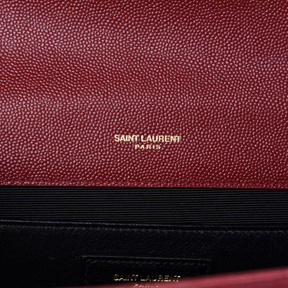 Saint Laurent Grain De Poudre Textured Mixed Matelasse Triquilt Medium Monogram Satchel Oxblood 13 of 14