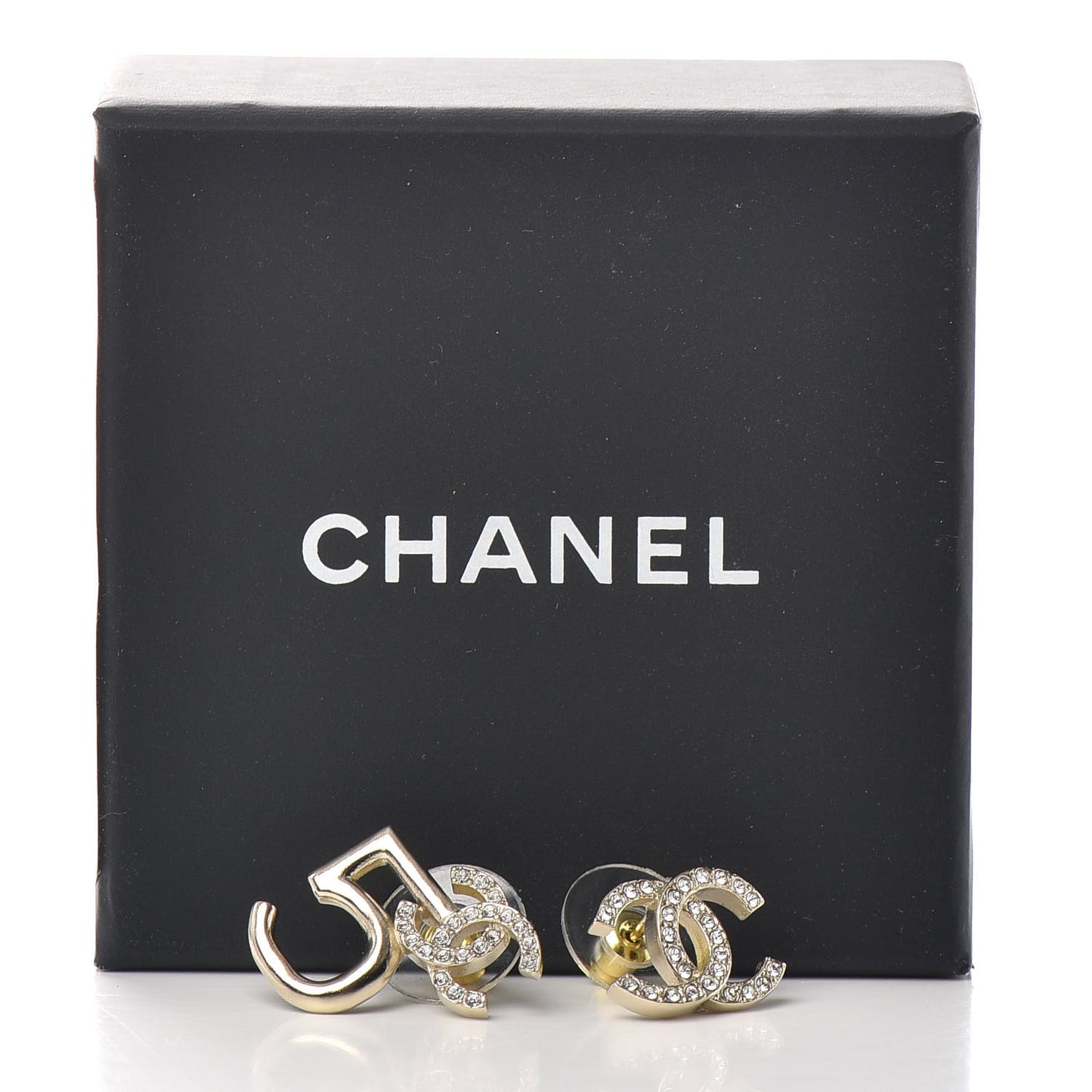 Crystal CC No 5 Earrings Gold
