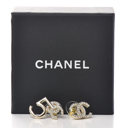 Chanel Crystal CC No 5 Earrings Gold 5 of 5
