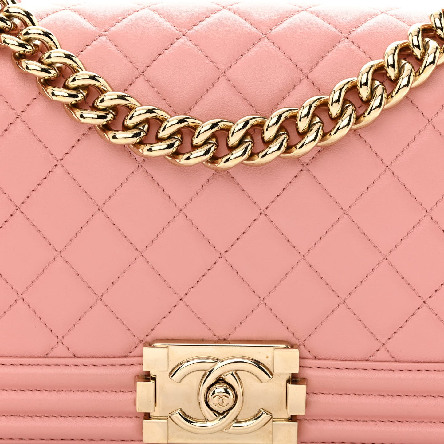 Calfskin Quilted Medium Boy Flap Pink