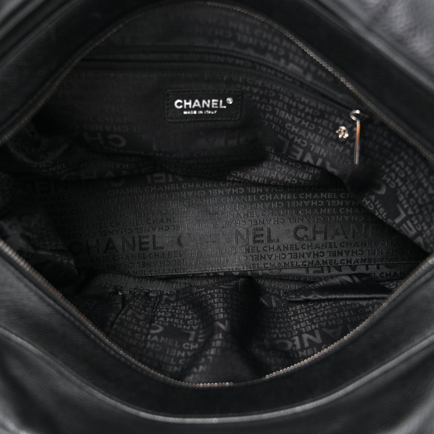 Caviar Square Stitched Large Satchel Black