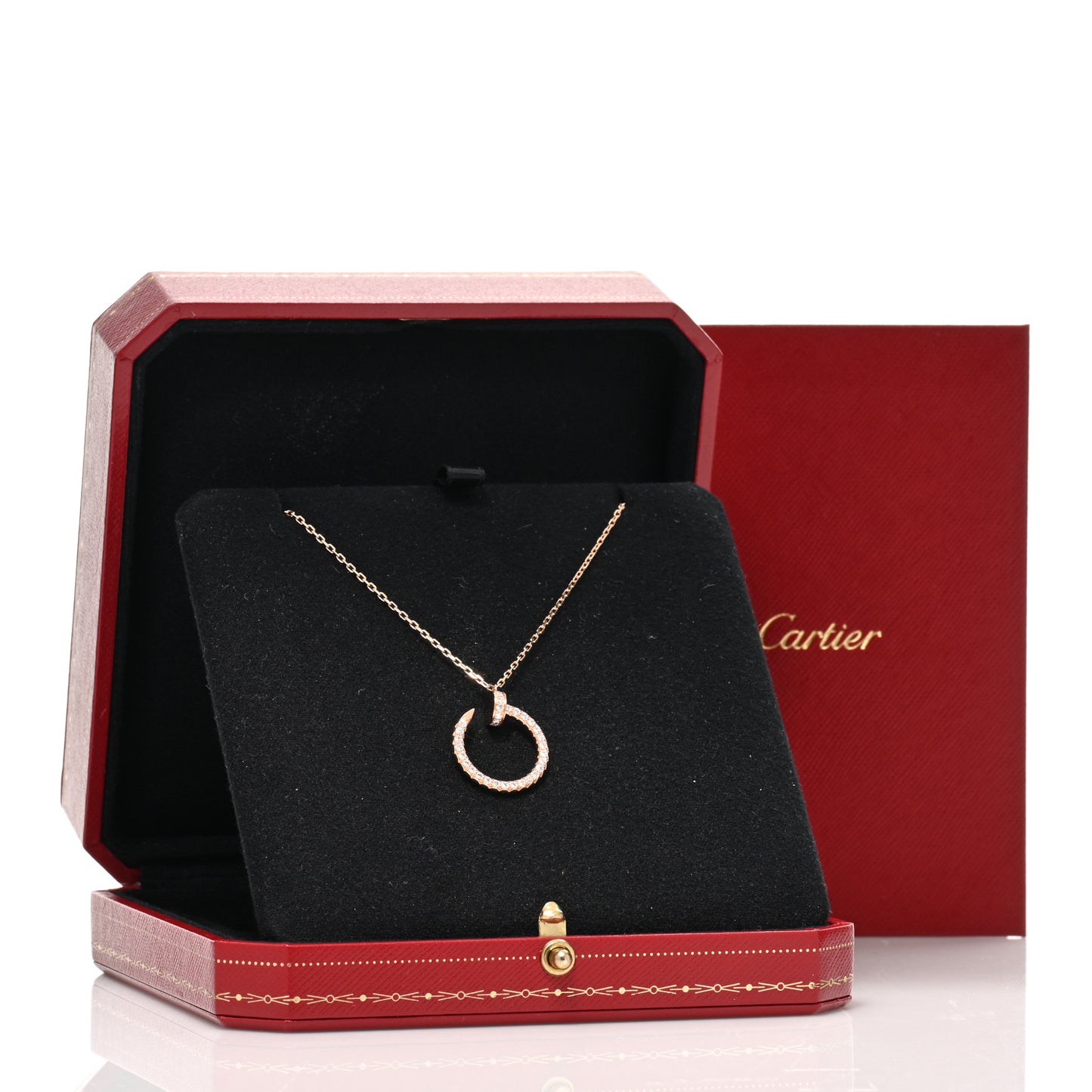 18K Pink Gold Diamond Juste Un Clou Paved Pendant Necklace
