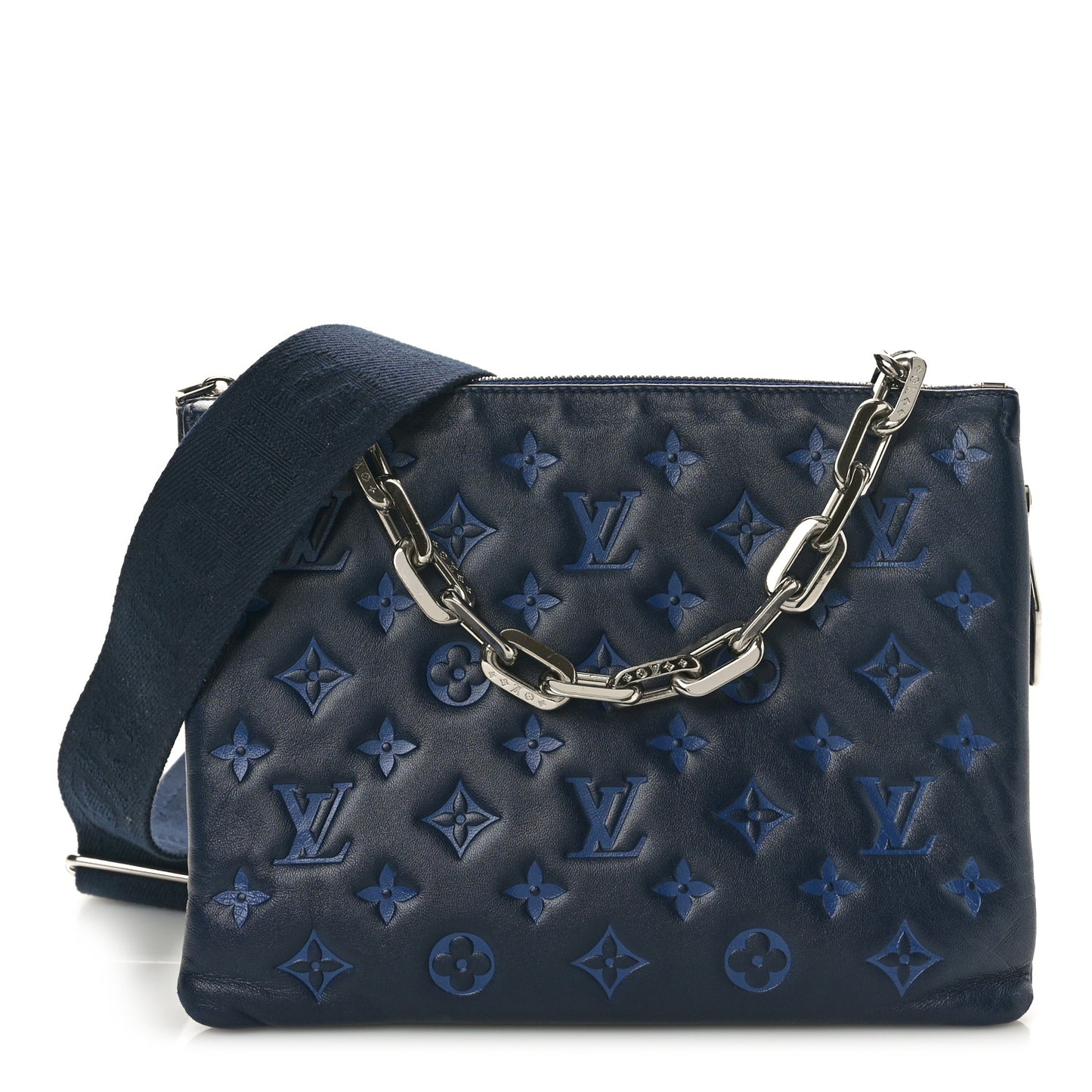 Lambskin Embossed Monogram Coussin PM Navy