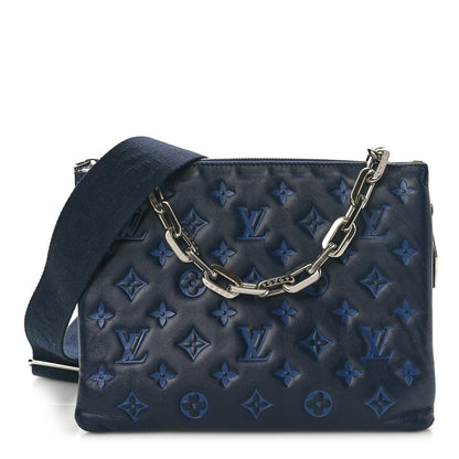 Louis Vuitton Lambskin Embossed Monogram Coussin PM Navy 1 of 11