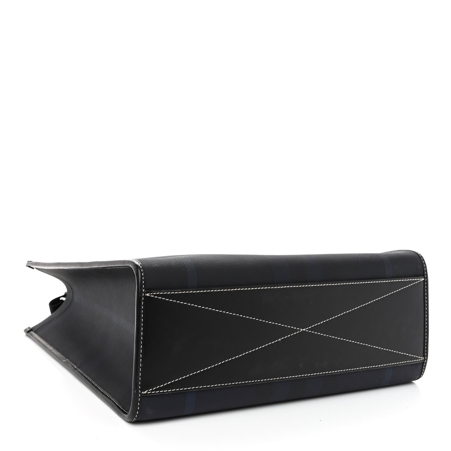 Burberry E-Canvas Denny Check Tote Navy Blue 4 of 9