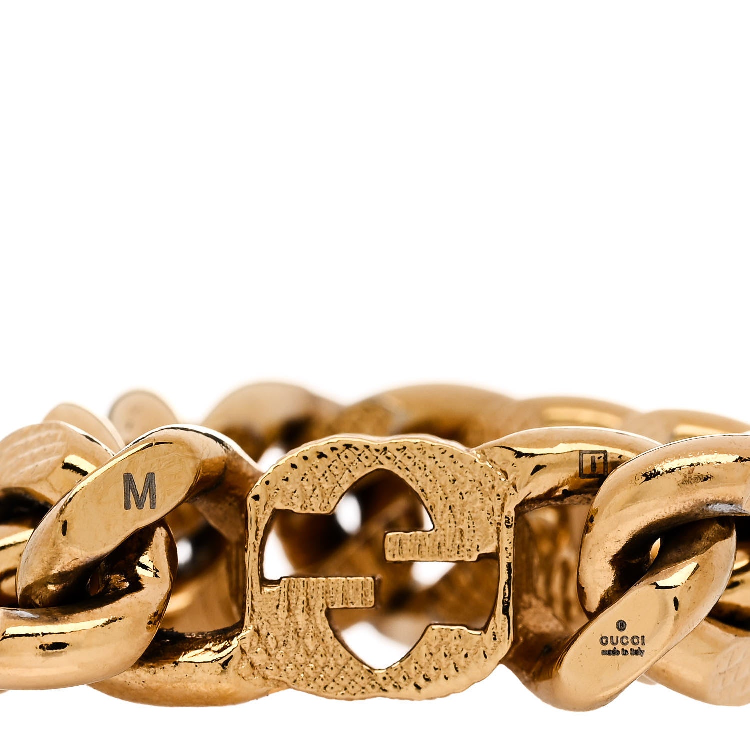 Gucci Metal Interlocking Interlocking Gourmette Chain Ring 56 7.5 Gold 4 of 5