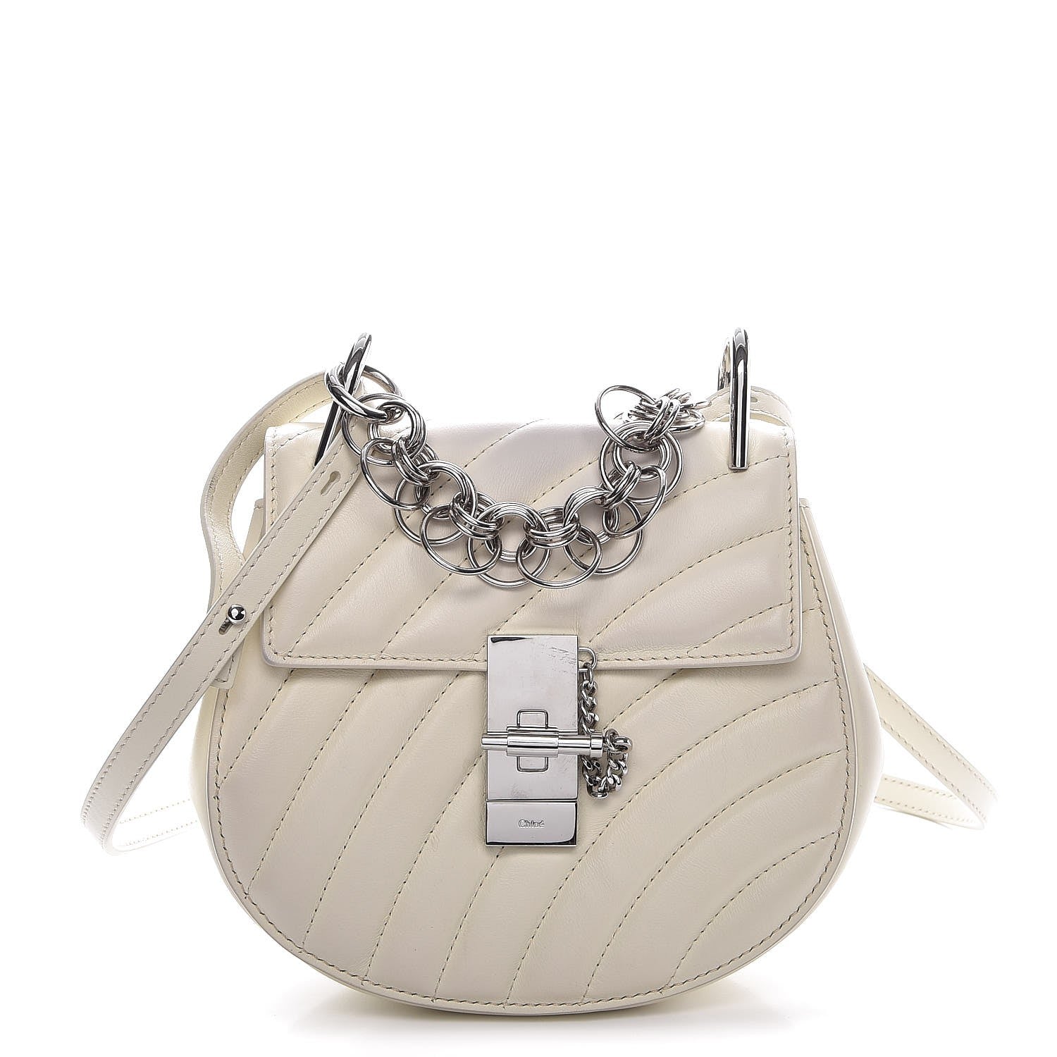 Chloe Calfskin Quilted Mini Drew Bijou Shoulder Bag Natural White 1 of 8
