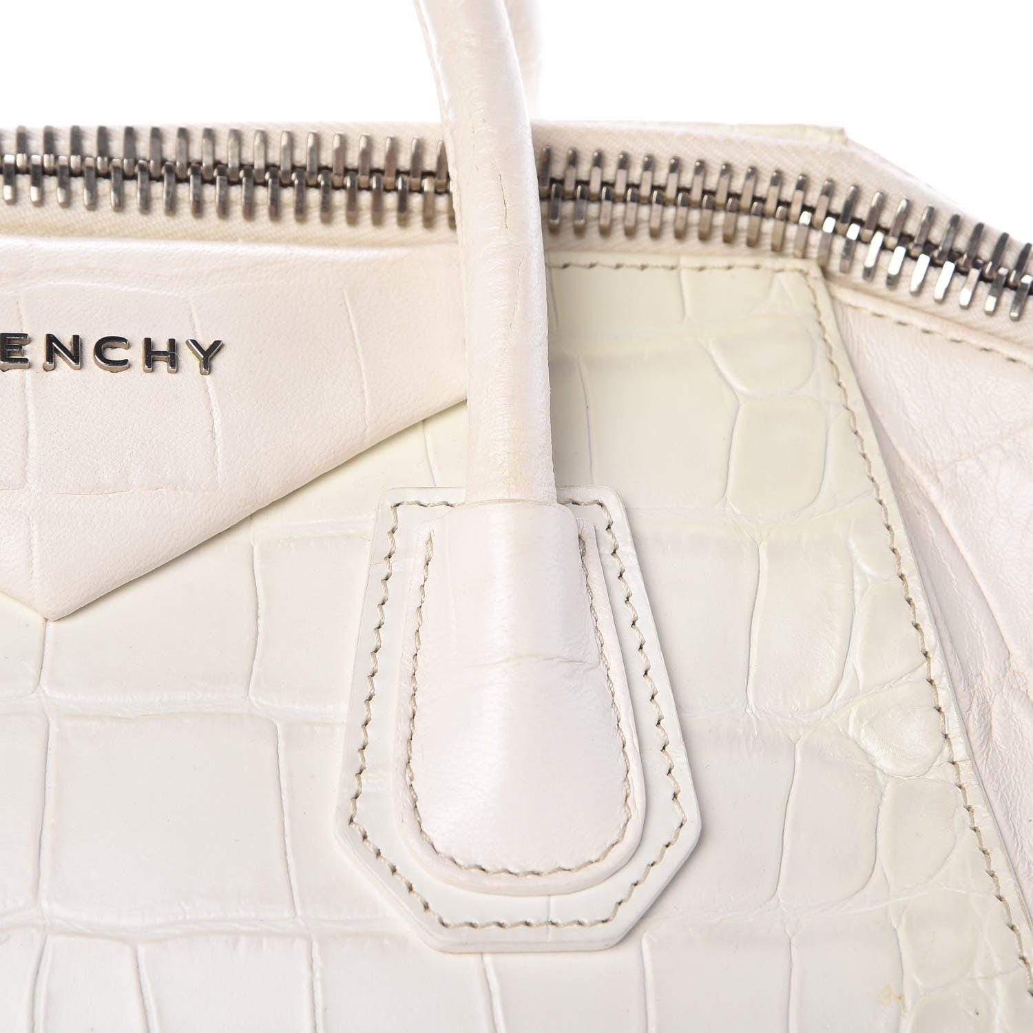 Givenchy Calfskin Crocodile Embossed Small Antigona White 17 of 26