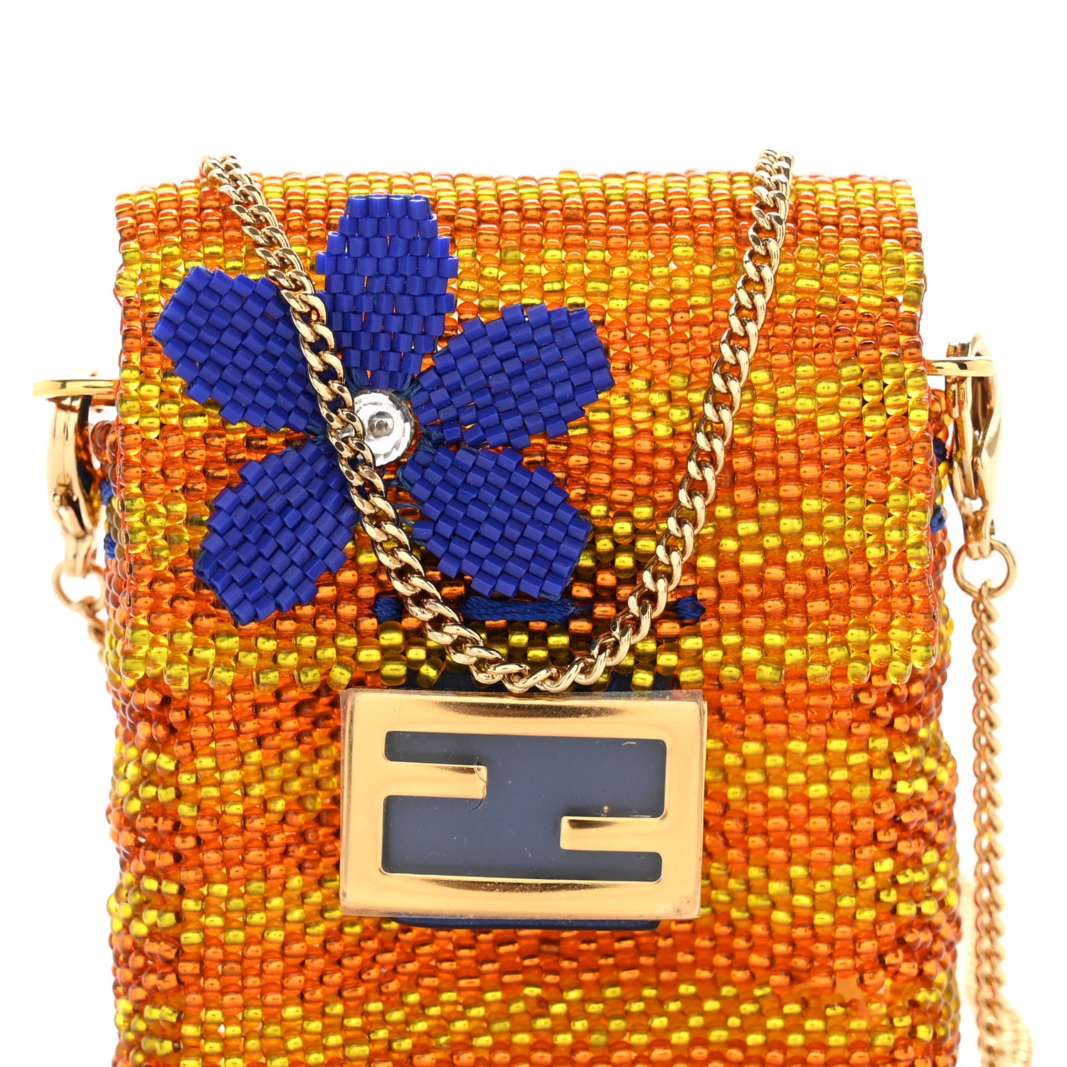 Fendi Glass Vitello King Beaded Mini Pico Baguette Charm Multicolor 7 of 10