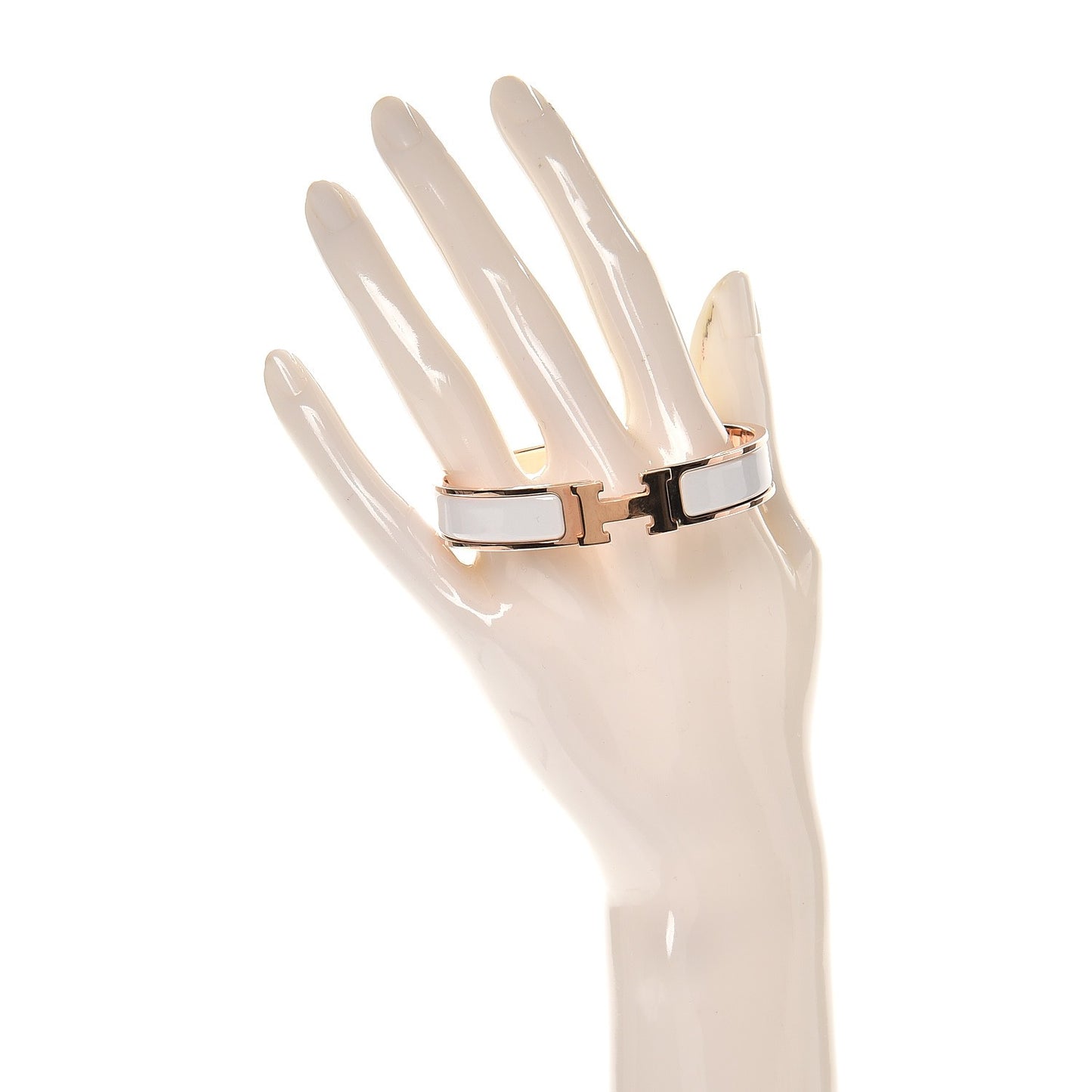 Enamel Narrow Clic Clac H Bracelet GM White
