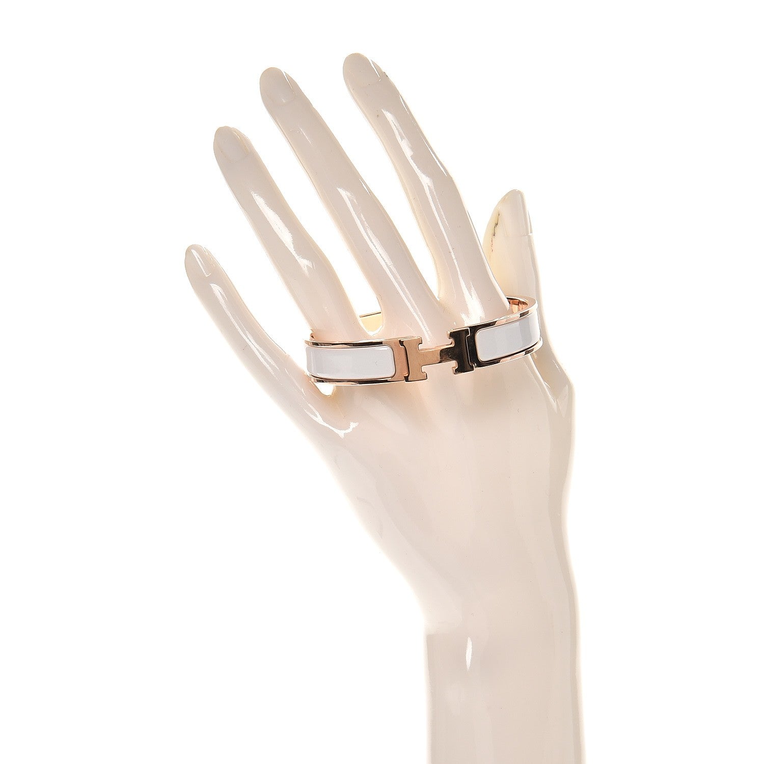 Hermes Enamel Narrow Clic Clac H Bracelet GM White 2 of 4