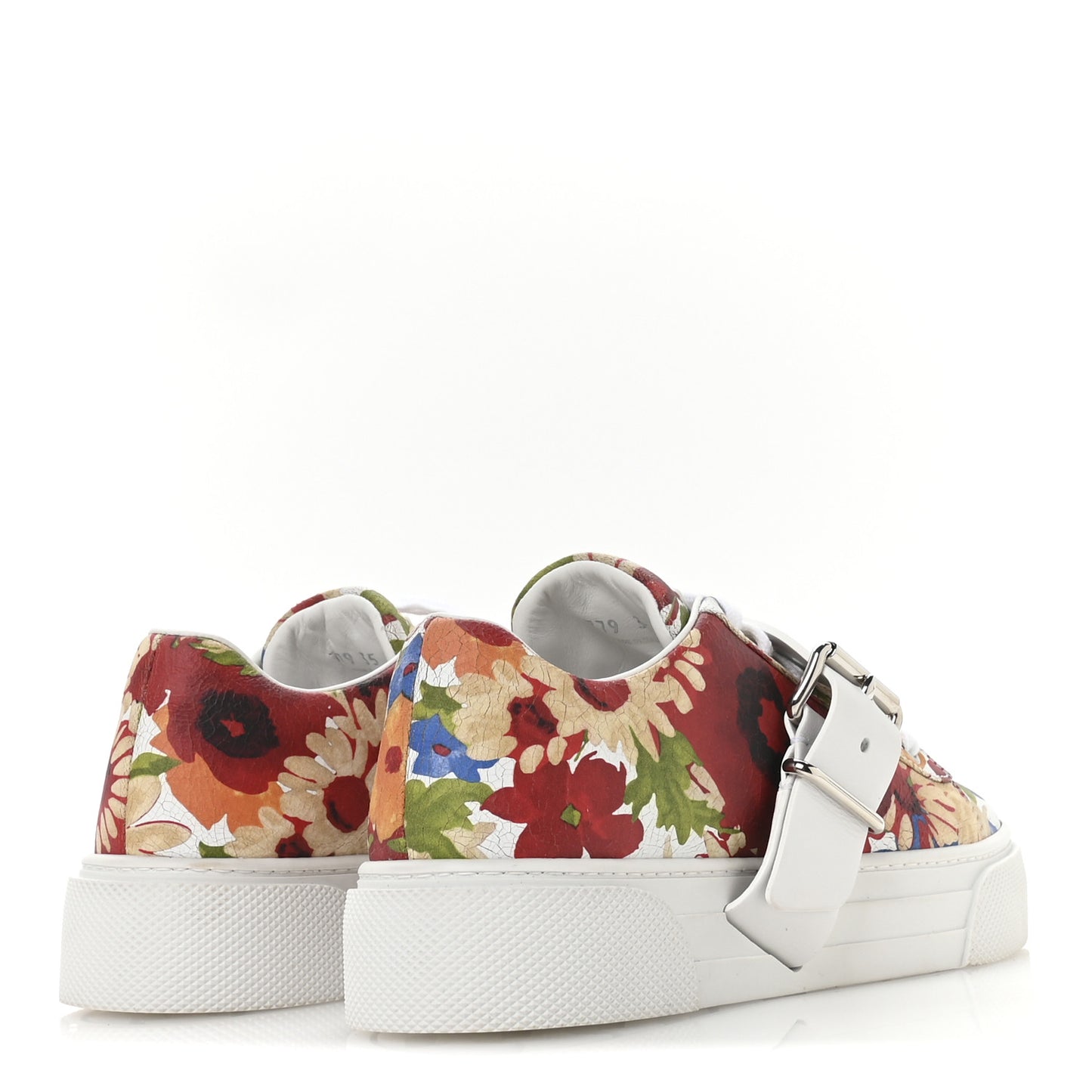 Calfskin Floral Print Low Top Sneakers 35 Multicolor