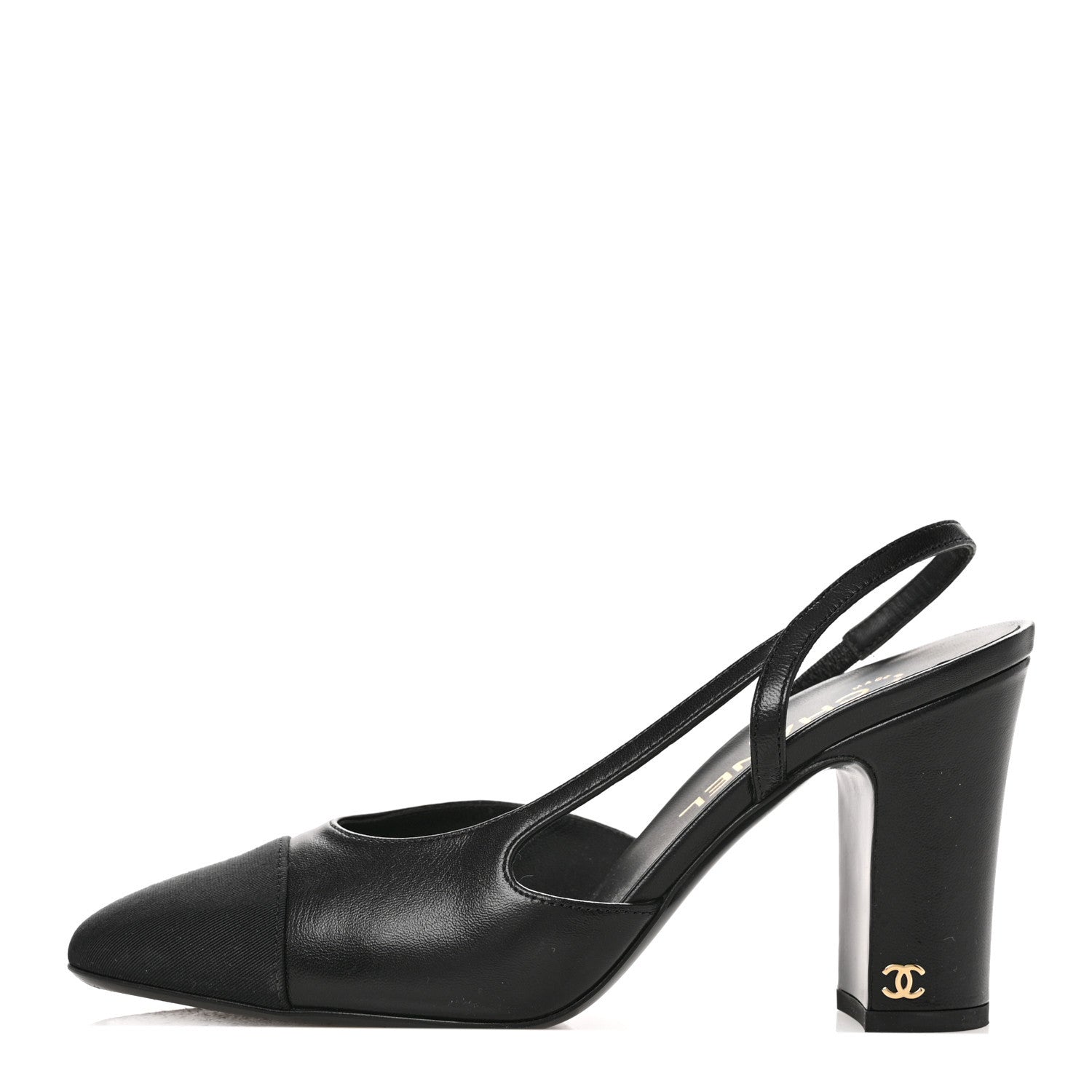 Chanel Goatskin Grosgrain Cap Toe CC Slingback Pumps 36 Black 1 of 10